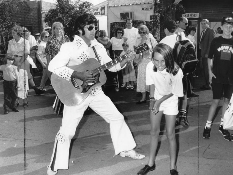 Elvis Presley a.k.a. Chris Kelly with Aimee Bertoli of Kotara South, 1992. Source: Hunter Living Histories