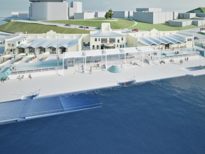 Perspective 10: Rear aerial view of Newcastle Ocean Baths