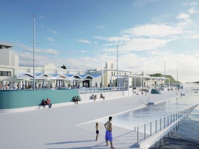 Concept render image of perspective 8: Rear profile of Newcastle Ocean Baths